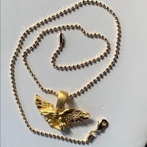 New gold plated eagle pendant bead chain 20”